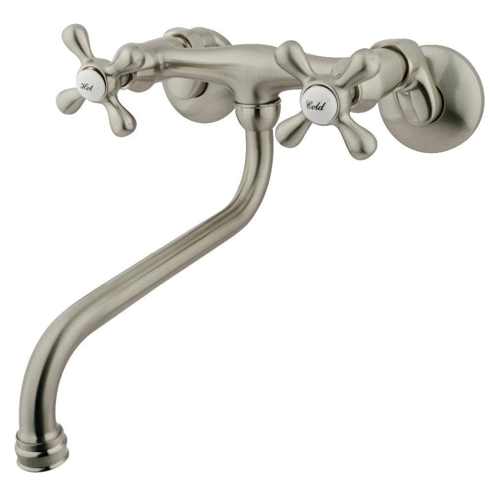 Kingston Brass KS215SN Kingston Two Handle Wall Mount Bathroom Faucet, Brushed Nickel - BNGBath