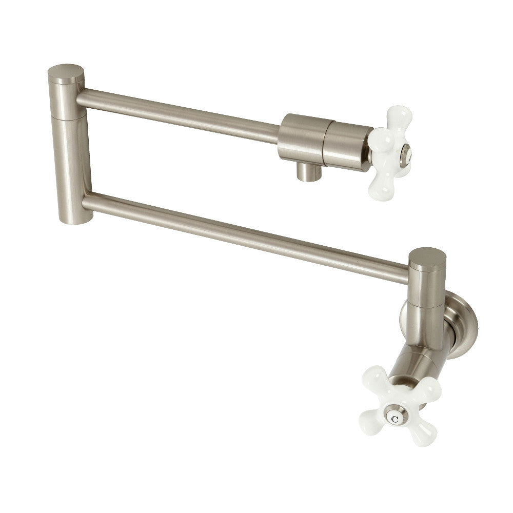 Kingston Brass KS4108PX Metropolitan Wall Mount Pot Filler, Brushed Nickel - BNGBath