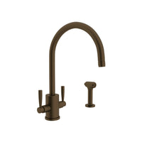 Thumbnail for Perrin & Rowe Holborn Single Hole C Spout Kitchen Faucet with Round Body and Sidespray - BNGBath