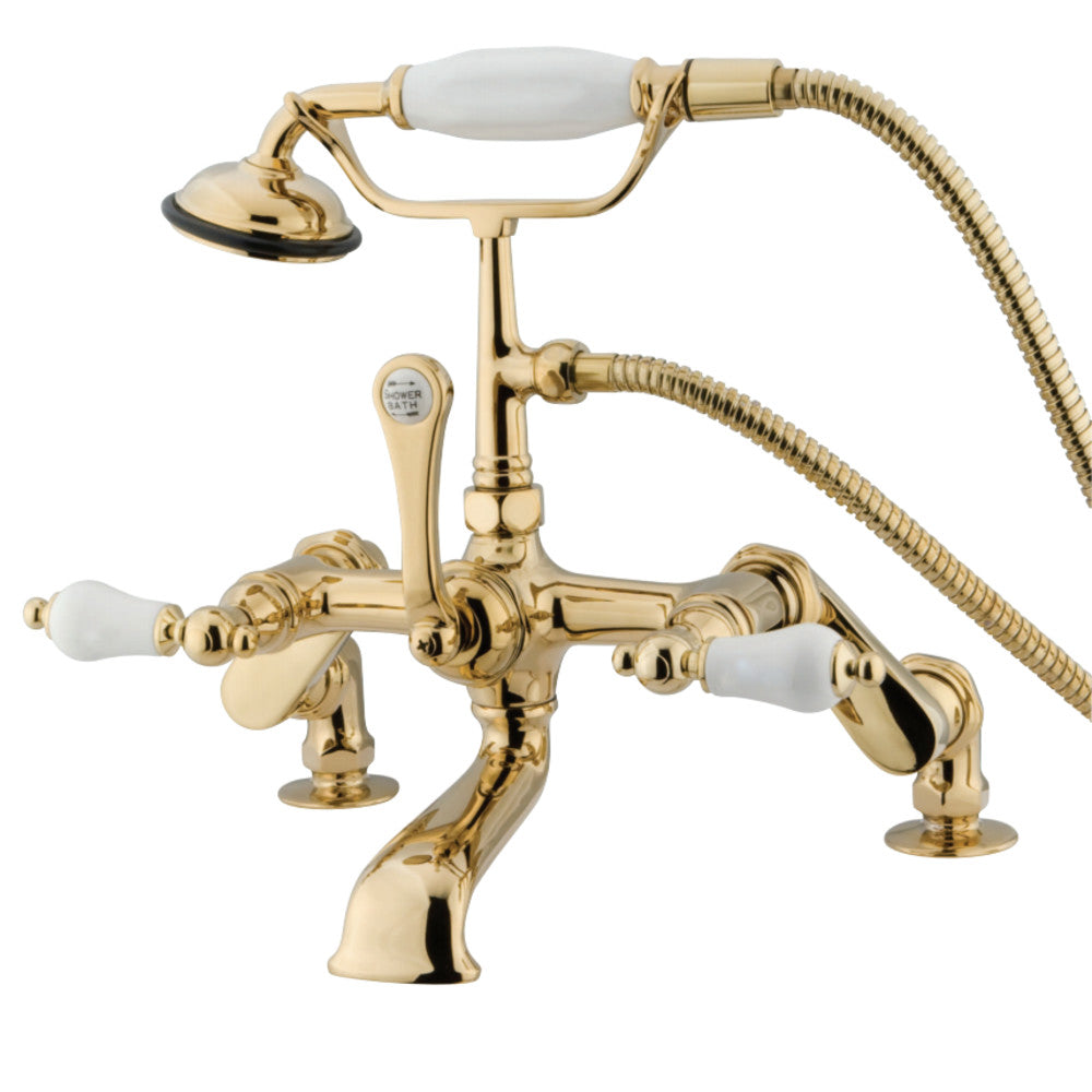 Kingston Brass CC655T2 Vintage Adjustable Center Deck Mount Tub Faucet, Polished Brass - BNGBath