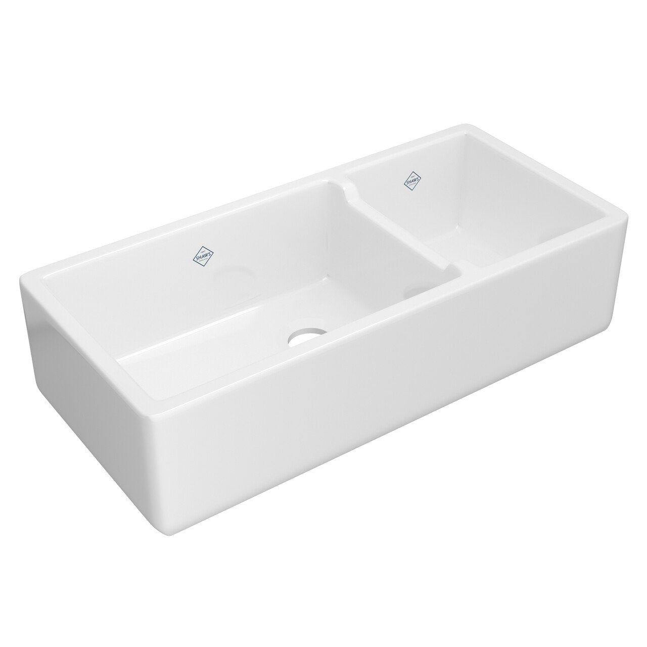 Shaws Original Lancaster 1 1/2 Bowl Farmhouse Apron Front Fireclay Kitchen Sink - BNGBath