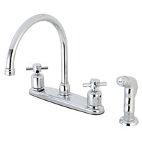 Thumbnail for Kingston Brass FB791DXSP Concord 8-Inch Centerset Kitchen Faucet with Sprayer, Polished Chrome - BNGBath