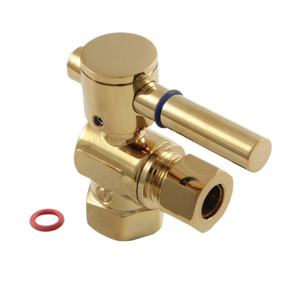 Kingston Brass CC33102DL 3/8" IPS X 3/8" OD Comp Quarter-Turn Angle Stop Valve, Polished Brass - BNGBath