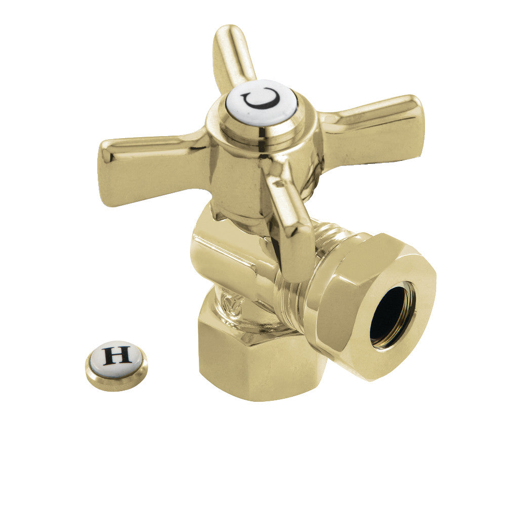 Kingston Brass CC44102ZX 1/2" FIP X 1/2" or 7/16" Slip Joint Angle Stop Valve, Polished Brass - BNGBath