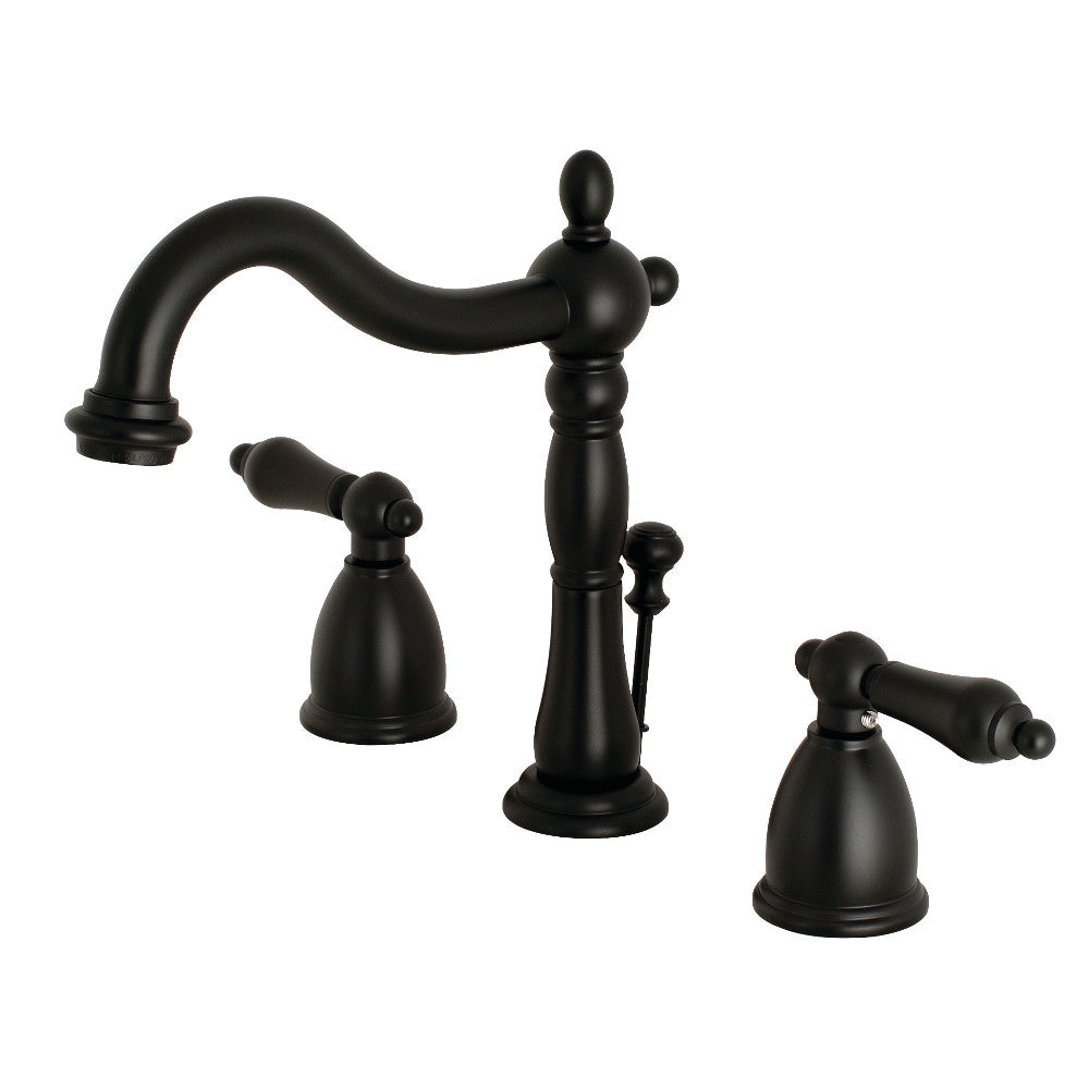 Kingston Brass KB1970AL Heritage Widespread Bathroom Faucet with Brass Pop-Up, Matte Black - BNGBath