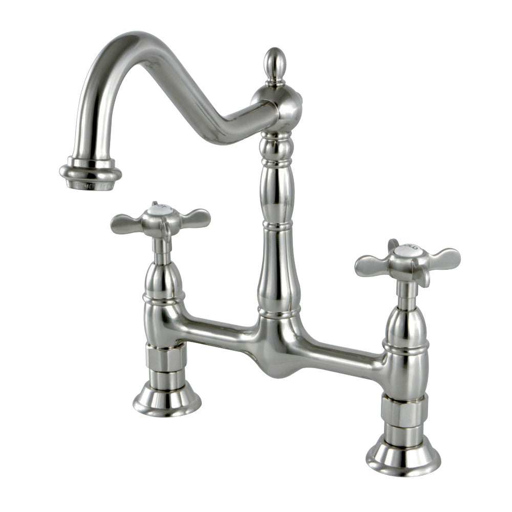 Kingston Brass KS1178BEX Essex Bridge Kitchen Faucet, Brushed Nickel - BNGBath