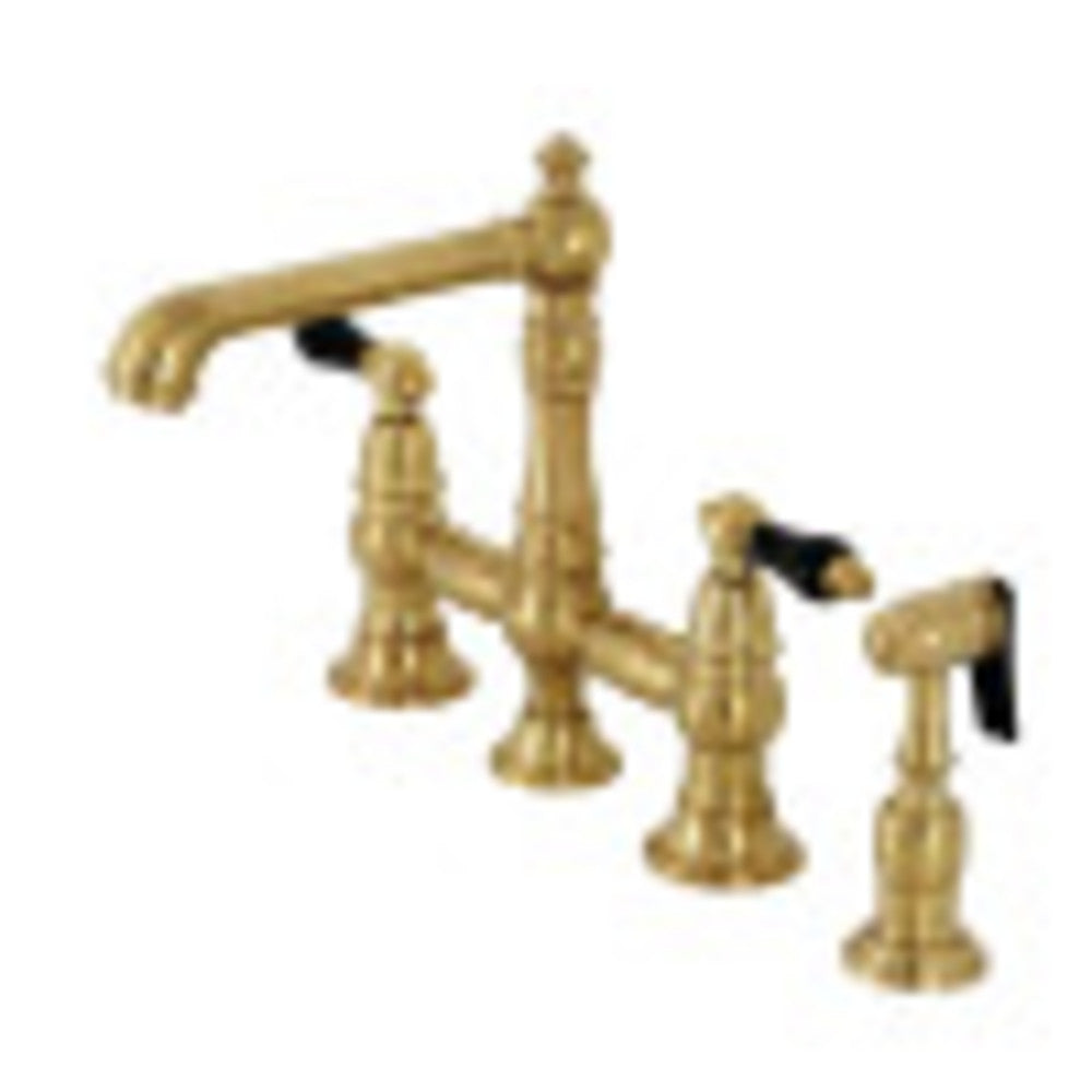 Kingston Brass KS7277PKLBS Duchess Bridge Kitchen Faucet with Brass Sprayer, Brushed Brass - BNGBath