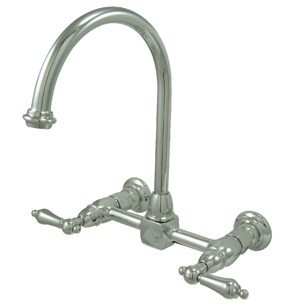 Kingston Brass KS1291AL Restoration Wall Mount Bridge Kitchen Faucet, Polished Chrome - BNGBath