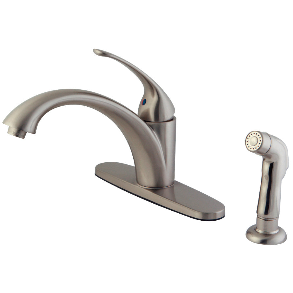 Kingston Brass KS6578VLSP Vintage Single Handle Kitchen Faucet With Plastic Sprayer, Brushed Nickel - BNGBath