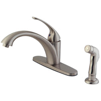 Thumbnail for Kingston Brass KS6578VLSP Vintage Single Handle Kitchen Faucet With Plastic Sprayer, Brushed Nickel - BNGBath