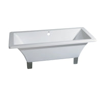 Thumbnail for Aqua Eden VTSQ673018A8 67-Inch Acrylic Double Ended Clawfoot Tub (No Faucet Drillings), White/Brushed Nickel - BNGBath