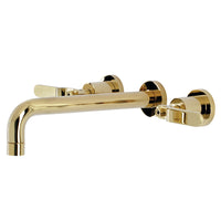 Thumbnail for Kingston Brass KS8022KL Whitaker Two-Handle Wall Mount Tub Faucet, Polished Brass - BNGBath