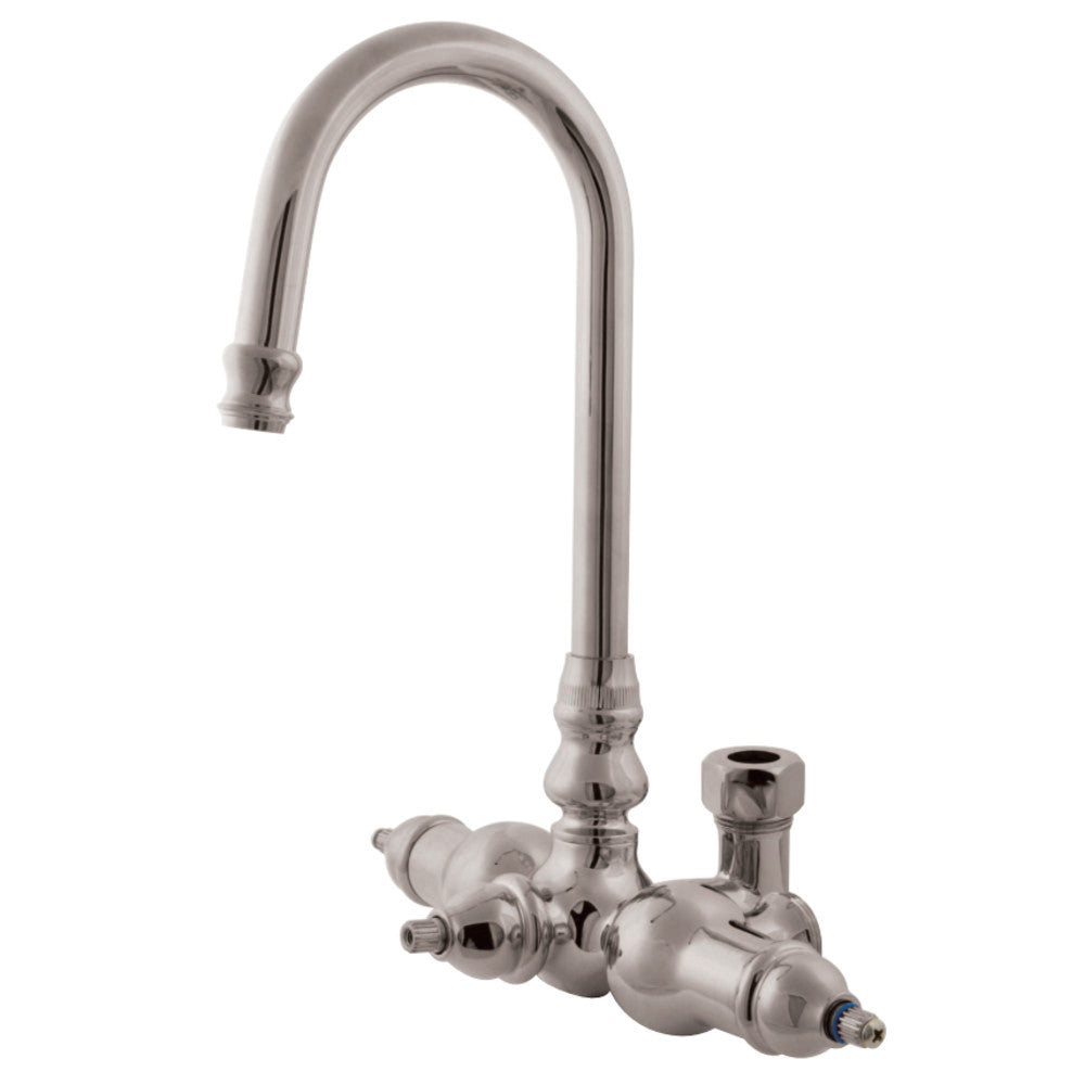 Kingston Brass ABT200-8 Vintage Gooseneck Faucet With Back Outlet & Diverter, Brushed Nickel - BNGBath