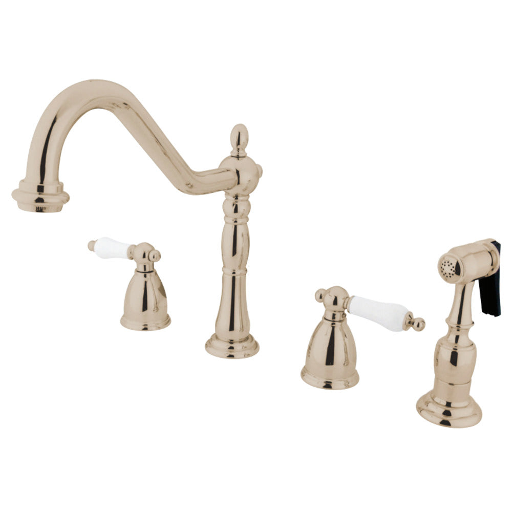 Kingston Brass KB1796PLBS Widespread Kitchen Faucet, Polished Nickel - BNGBath