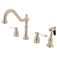 Thumbnail for Kingston Brass KB1796PLBS Widespread Kitchen Faucet, Polished Nickel - BNGBath