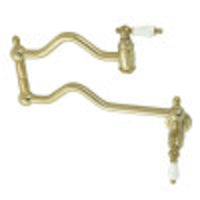 Thumbnail for Kingston Brass KS2107PL Heritage Wall Mount Pot Filler, Brushed Brass - BNGBath