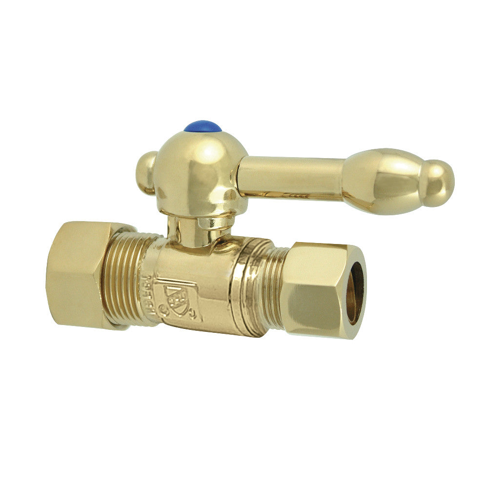 Kingston Brass CC44452KL 5/8" OD Comp X 1/2" OD Comp Straight Shut-Off Valve, Polished Brass - BNGBath