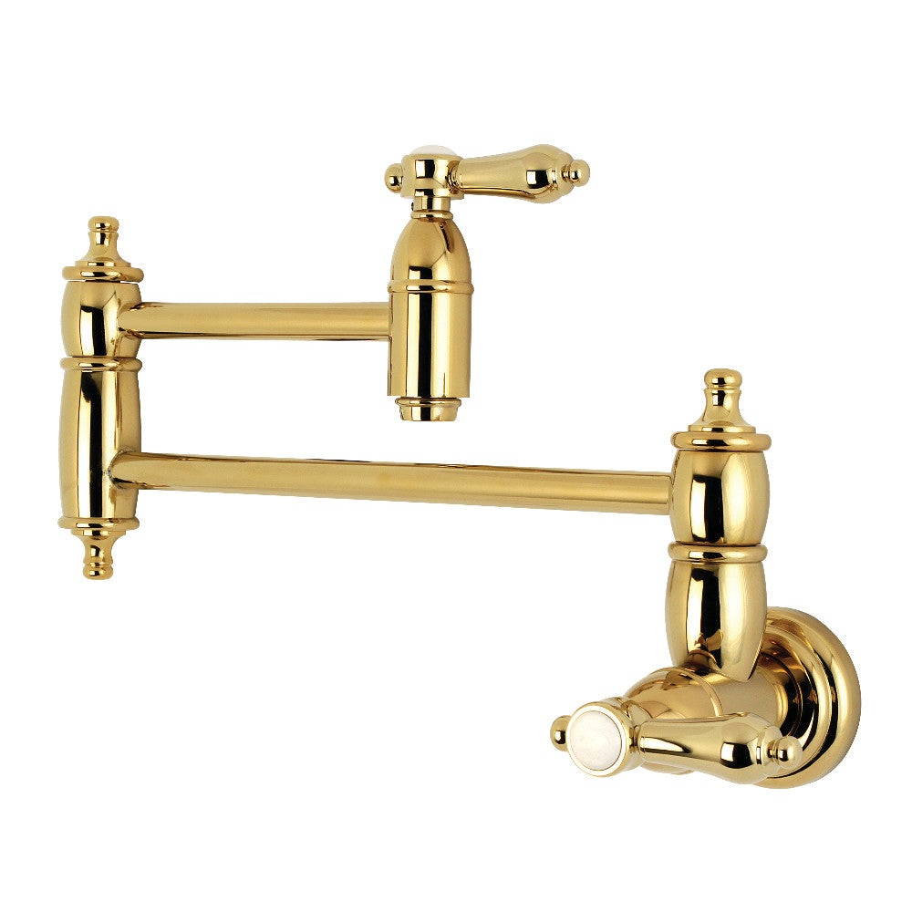 Kingston Brass KS3102BAL Heirloom Wall Mount Pot Filler Kitchen Faucet, Polished Brass - BNGBath