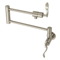 Thumbnail for Kingston Brass KS4108CFL Century Wall Mount Pot Filler, Brushed Nickel - BNGBath