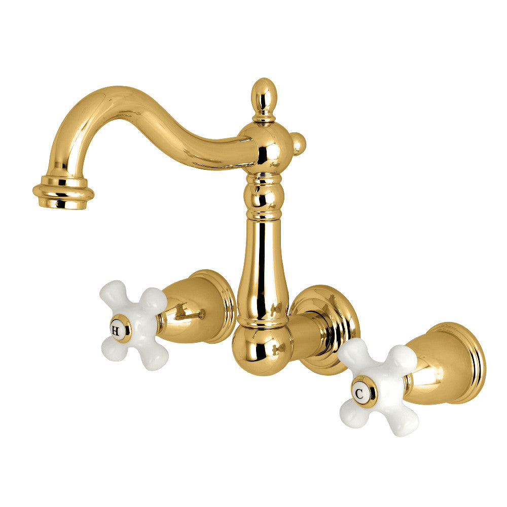 Kingston Brass KS1252PX 8-Inch Center Wall Mount Bathroom Faucet, Polished Brass - BNGBath