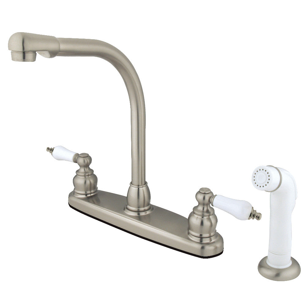 Kingston Brass KB718 Victorian Centerset Kitchen Faucet, Brushed Nickel - BNGBath