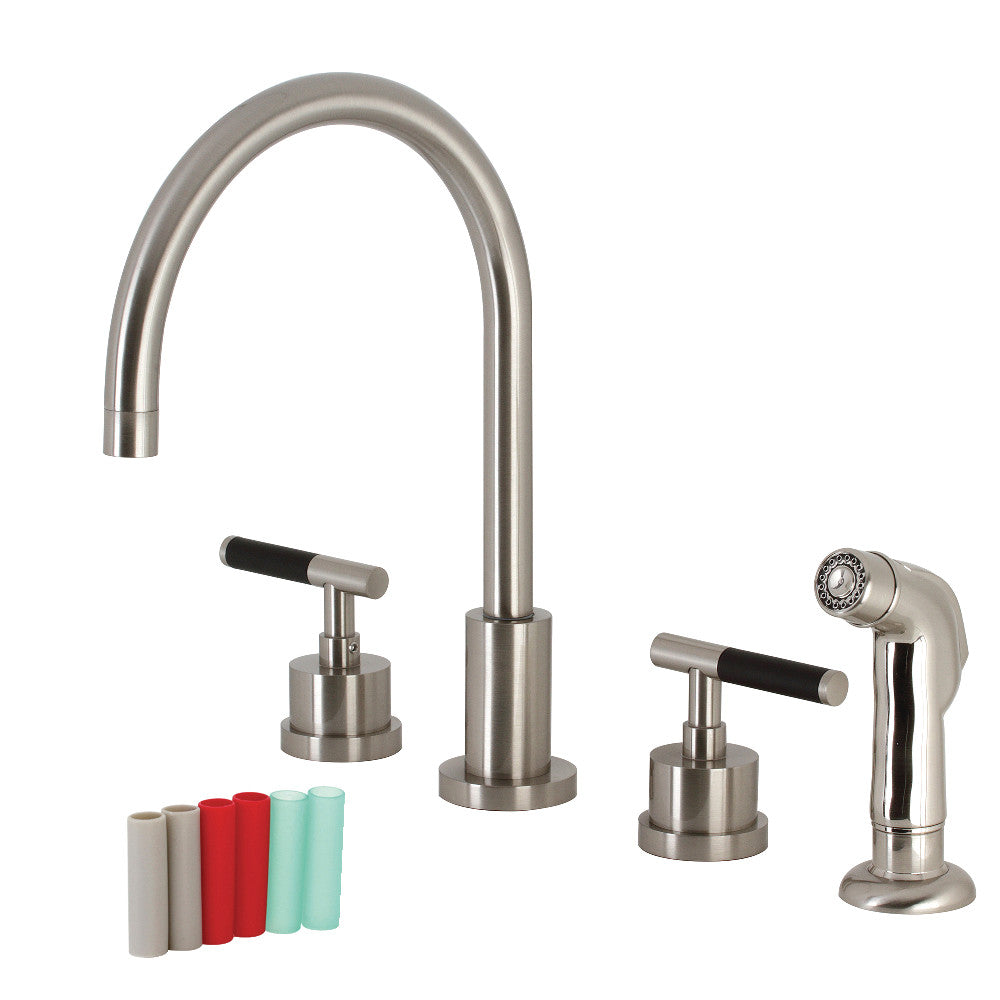 Kingston Brass KS8728CKL Kaiser Widespread Kitchen Faucet with Plastic Sprayer, Brushed Nickel - BNGBath