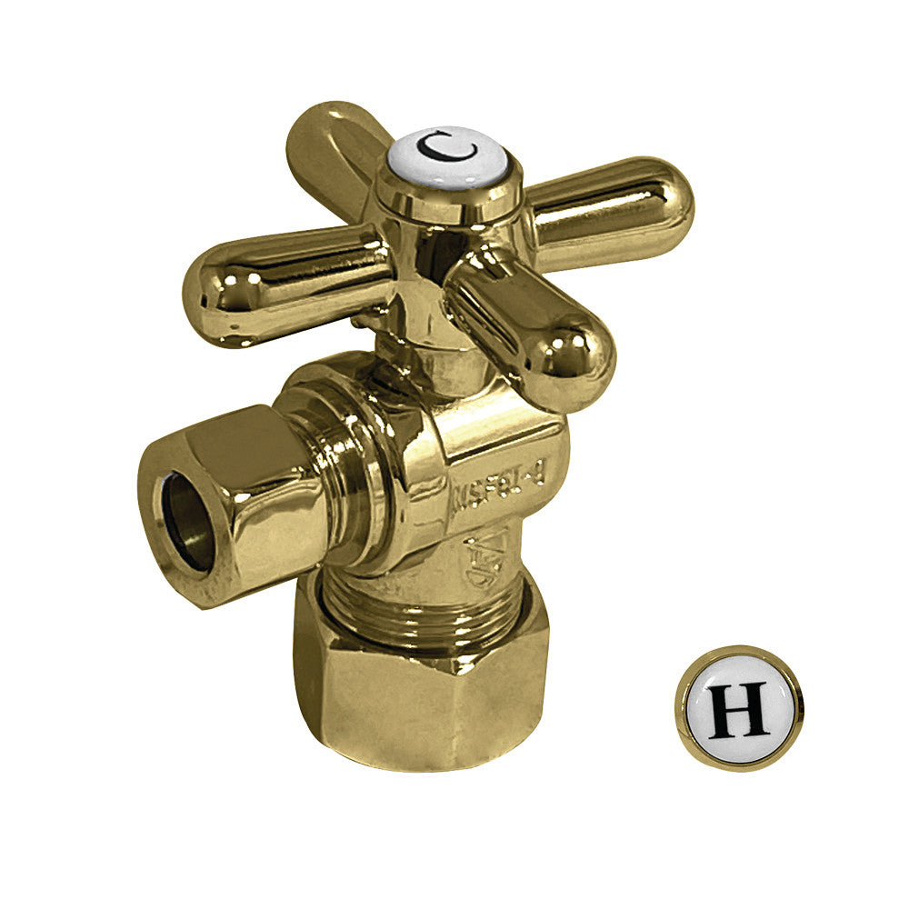 Kingston Brass CC33102X 3/8" IPS X 3/8" OD Comp Quarter-Turn Angle Stop Valve, Polished Brass - BNGBath