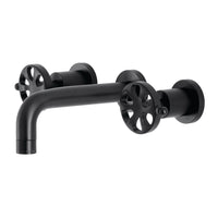 Thumbnail for Kingston Brass KS8120RX Belknap Two-Handle Wall Mount Bathroom Faucet, Matte Black - BNGBath