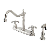 Thumbnail for Kingston Brass KB1758TXBS French Country Centerset Kitchen Faucet, Brushed Nickel - BNGBath