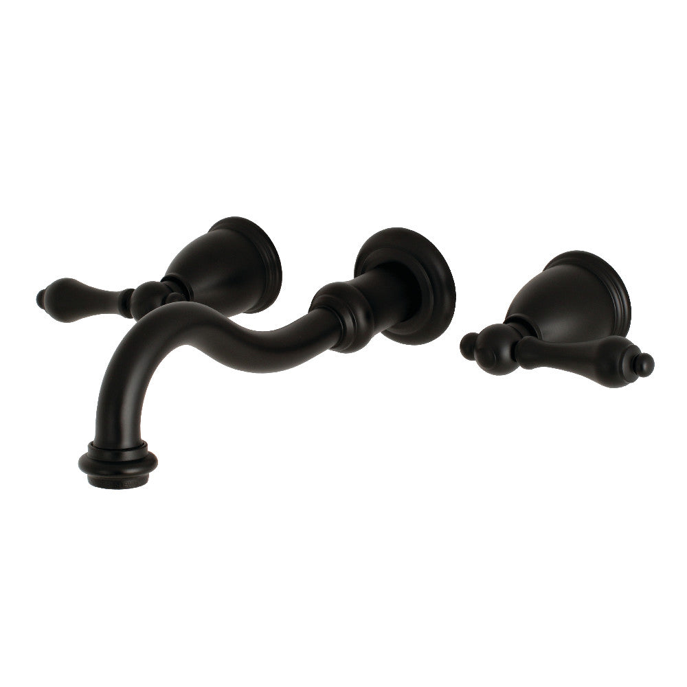 Kingston Brass KS3120AL Vintage 2-Handle Wall Mount Bathroom Faucet, Matte Black - BNGBath