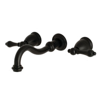 Thumbnail for Kingston Brass KS3120AL Vintage 2-Handle Wall Mount Bathroom Faucet, Matte Black - BNGBath