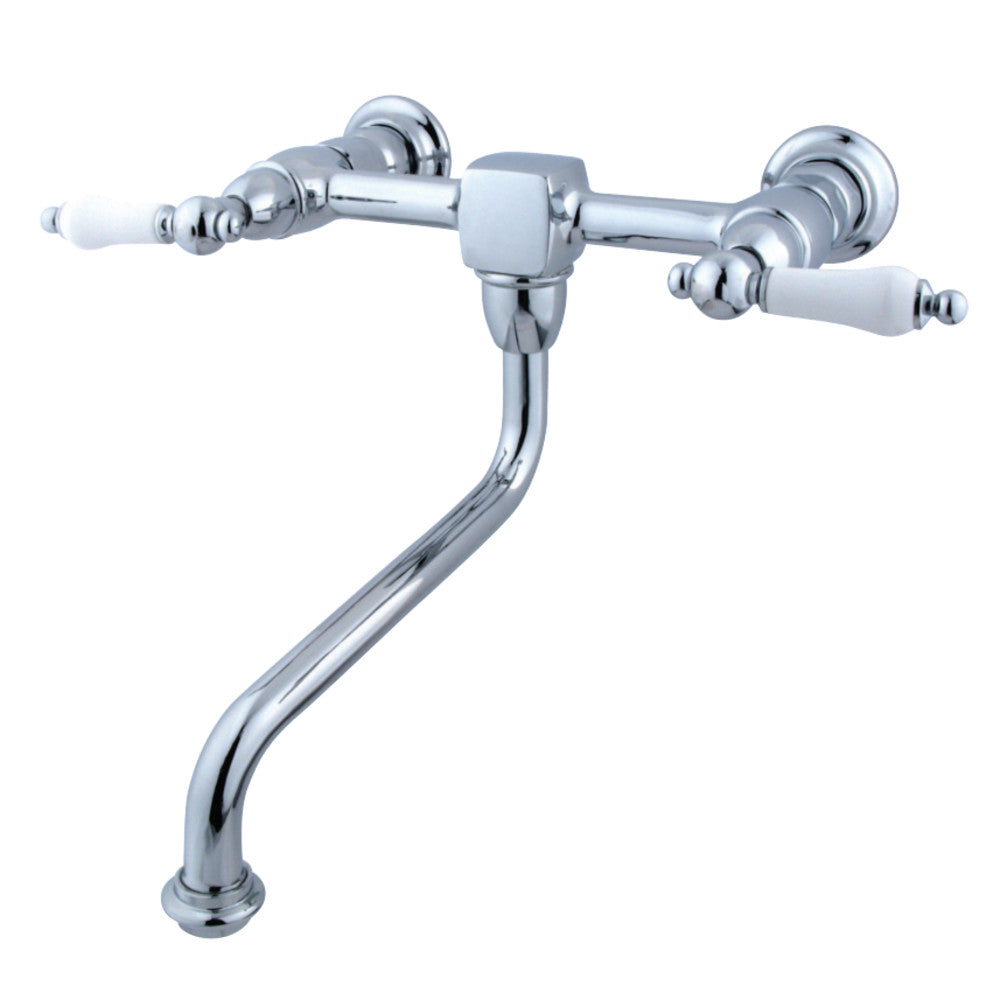 Kingston Brass KS1211PL Heritage Wall Mount Bathroom Faucet, Polished Chrome - BNGBath