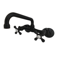 Thumbnail for Kingston Brass KS213MB Kingston Two Handle Wall Mount Kitchen Faucet, Matte Black - BNGBath