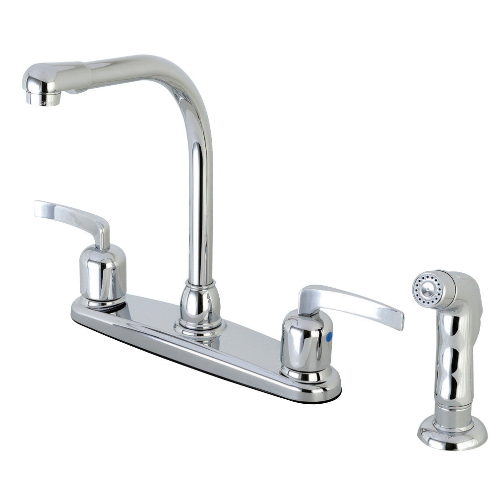 Kingston Brass FB751EFLSP Centurion 8-Inch Centerset Kitchen Faucet with Sprayer, Polished Chrome - BNGBath