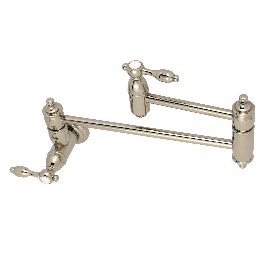 Kingston Brass KS3106TAL Tudor Wall Mount Pot Filler Kitchen Faucet, Polished Nickel - BNGBath