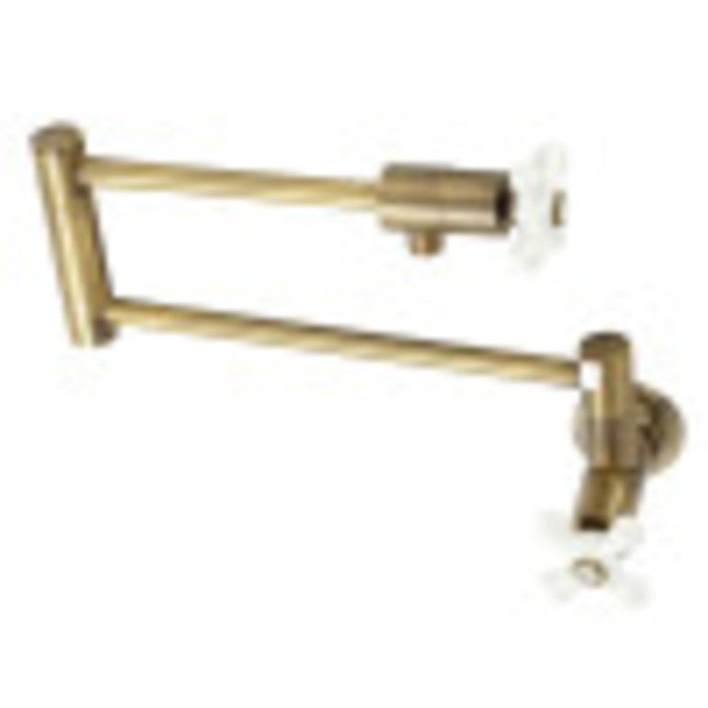 Kingston Brass KS4103PX Metropolitan Wall Mount Pot Filler, Antique Brass - BNGBath