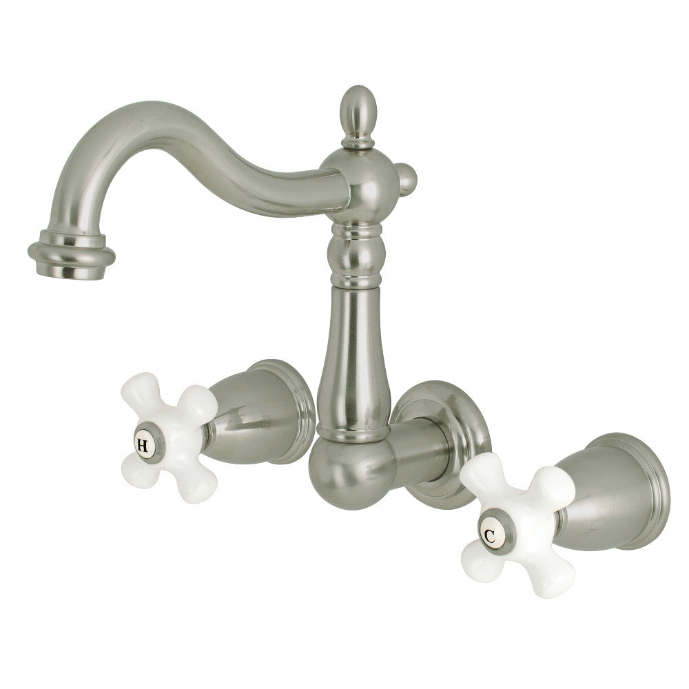 Kingston Brass KS1258PX 8-Inch Center Wall Mount Bathroom Faucet, Brushed Nickel - BNGBath