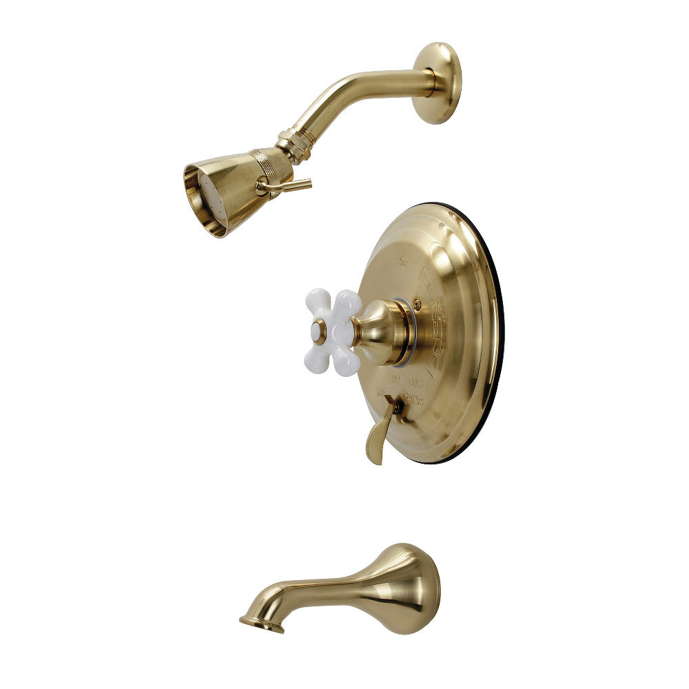 Kingston Brass KB36370PX Restoration Tub and Shower Faucet, Brushed Brass - BNGBath