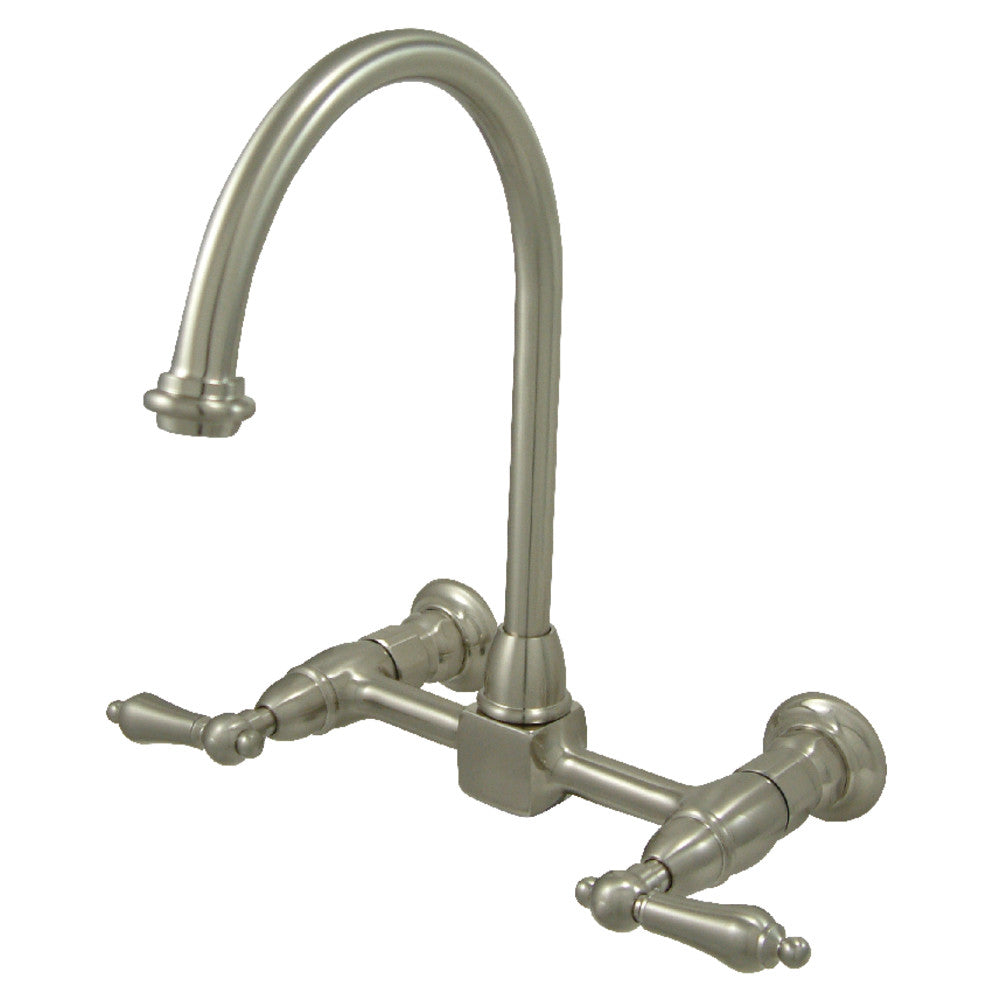 Kingston Brass KS1298AL Restoration Wall Mount Bridge Kitchen Faucet, Brushed Nickel - BNGBath