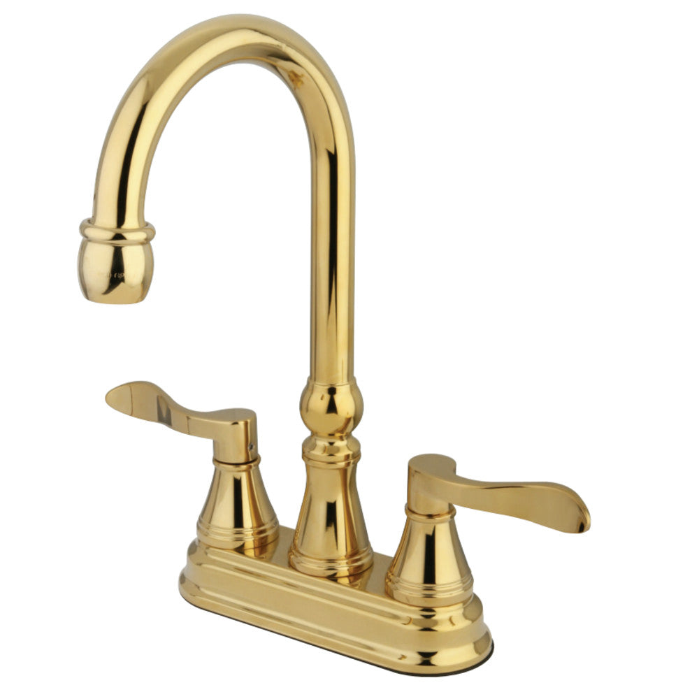 Kingston Brass KS2492DFL NuFrench 4" Bar Faucet, Polished Brass - BNGBath