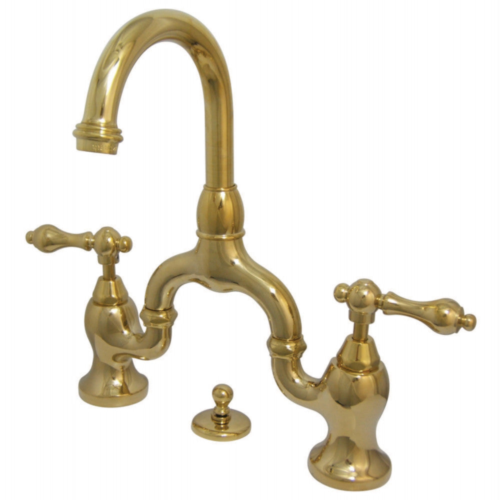 Kingston Brass KS7992AL English Country Bathroom Bridge Faucet, Polished Brass - BNGBath