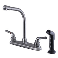 Thumbnail for Kingston Brass FB754SP Magellan 8-Inch Centerset Kitchen Faucet with Sprayer, Black Stainless - BNGBath