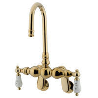 Thumbnail for Kingston Brass CC85T2 Vintage Adjustable Center Wall Mount Tub Faucet, Polished Brass - BNGBath