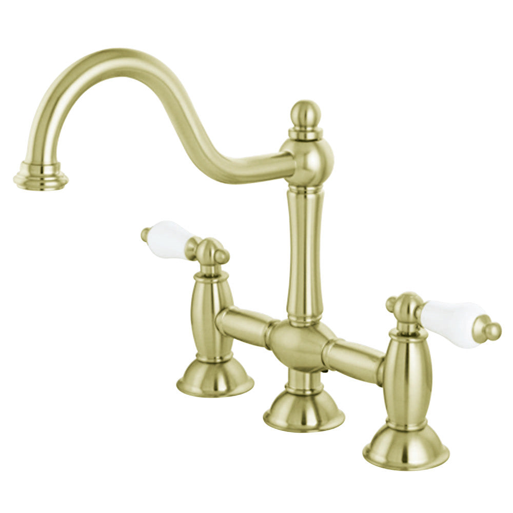 Kingston Brass KS3782PL Restoration Bridge Kitchen Faucet, Polished Brass - BNGBath