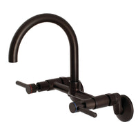 Thumbnail for Kingston Brass Concord 8-Inch Adjustable Center Wall Mount Kitchen Faucet, Oil Rubbed Bronze - BNGBath