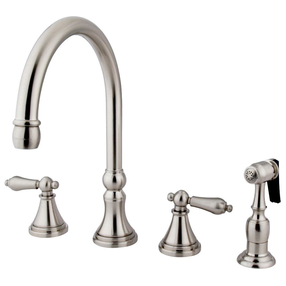 Kingston Brass KS2798ALBS Widespread Kitchen Faucet, Brushed Nickel - BNGBath