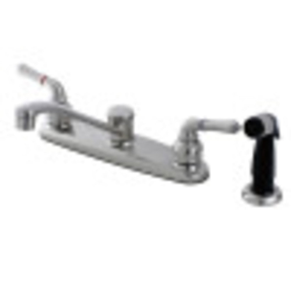 Kingston Brass FB272SN Magellan 8-Inch Centerset Kitchen Faucet with Sprayer, Brushed Nickel - BNGBath