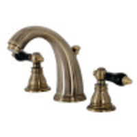 Thumbnail for Kingston Brass KB983AKLAB Duchess Widespread Bathroom Faucet with Plastic Pop-Up, Antique Brass - BNGBath