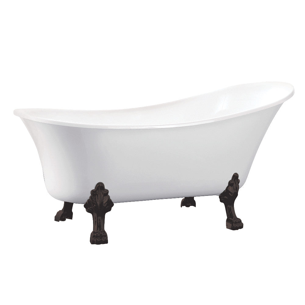 Aqua Eden VTND512824C5 51-Inch Acrylic Single Slipper Clawfoot Tub (No Faucet Drillings), White/Oil Rubbed Bronze - BNGBath