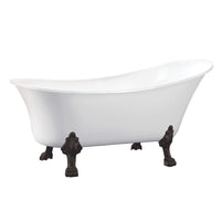 Thumbnail for Aqua Eden VTND512824C5 51-Inch Acrylic Single Slipper Clawfoot Tub (No Faucet Drillings), White/Oil Rubbed Bronze - BNGBath